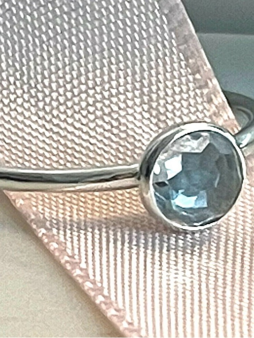 Pandora Sterling Silver March Birthstone Ring, Aqua Crystal Size 7.5-8